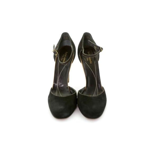 Kate Spade Black Suede Mary Jane Round Toe Ankle Strap High Heel Pumps Women 11M - Picture 2 of 8